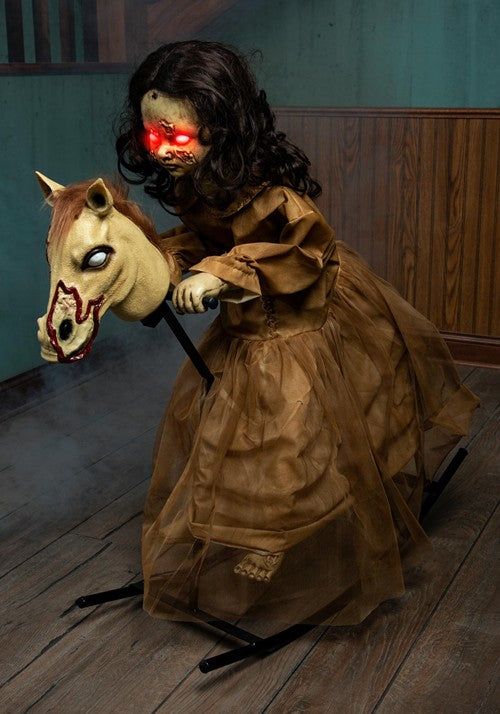 3.5FT Light Up Talking Doll on Animated Rocking Horse Decoration