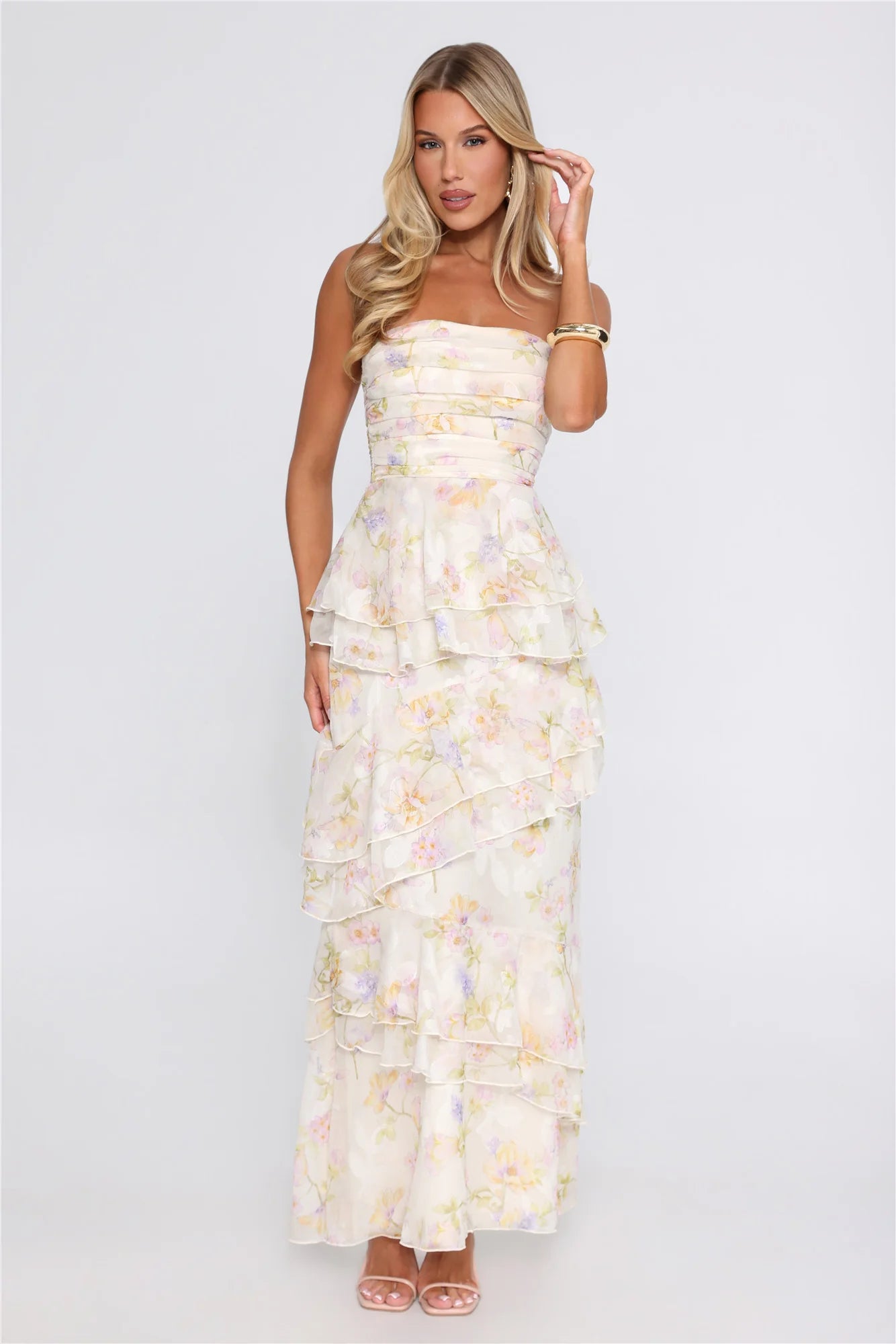 Easy Charm Strapless Maxi Dress Yellow