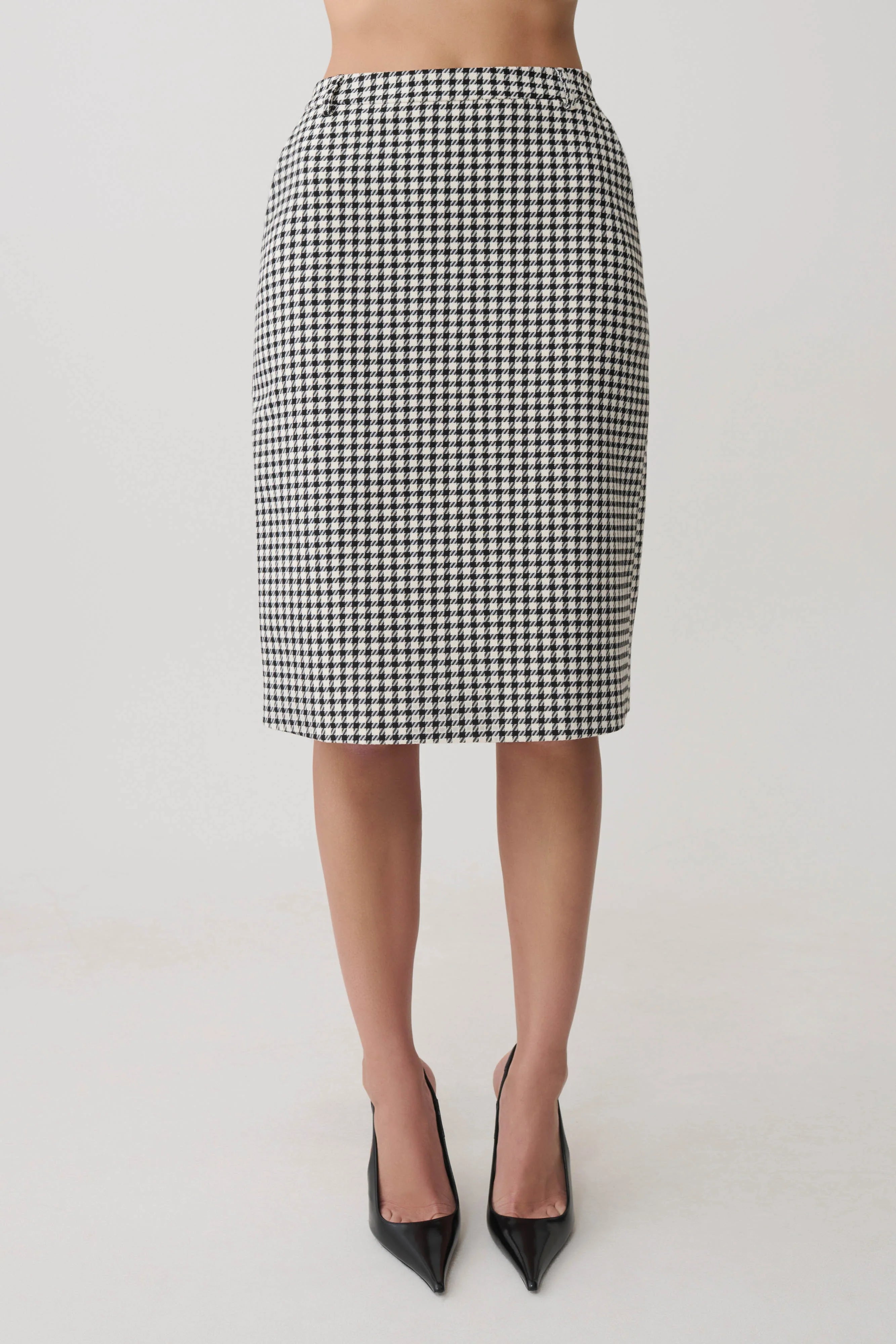Amelie Tweed Midi Skirt - Houndstooth